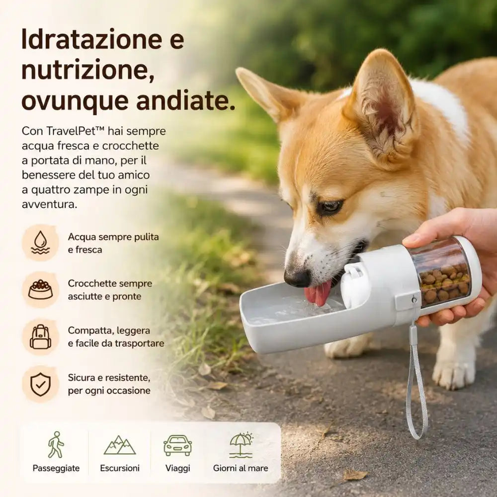 TravelPet™ | Borraccia Portatile per Cani con Dispenser