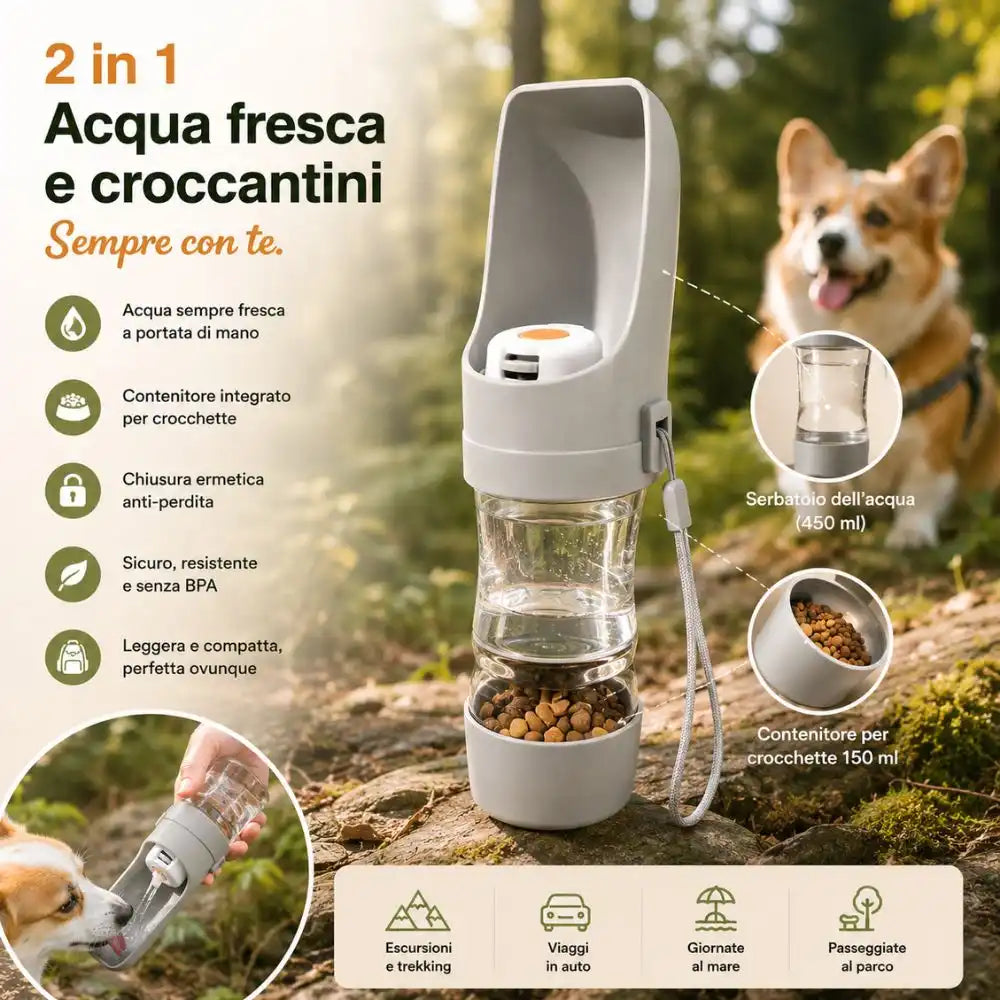 TravelPet™ | Borraccia Portatile per Cani con Dispenser